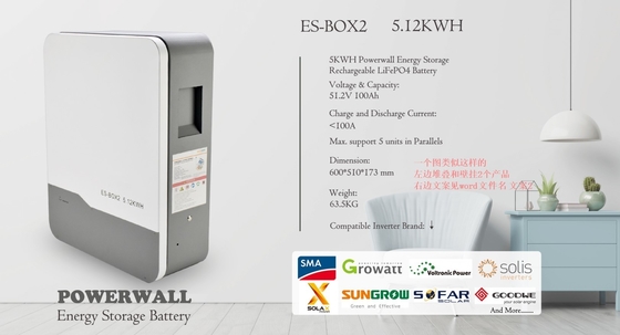 Baterai LiFePO4 Fosfat 5kWh 10kWh yang dipasang di dinding untuk sistem penyimpanan energi surya
