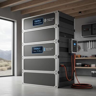 Energi 10,24 kWh sampai 30 kWh Baterai penyimpanan surya Lithium ion Output Power Range 10 sampai 20 KWh Off Grid Power Storage System