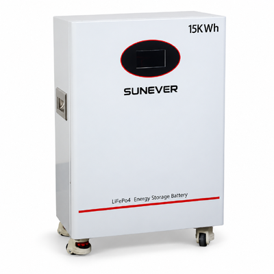 Baterai Penyimpanan Surya SUNEVER TD-15 51.2V 300Ah LiFePO4 15.36kWh 200A CAN RS485 Berdiri Lantai