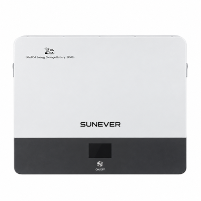 Baterai penyimpanan energi surya LiFePO4 SUNEVER 5kWh yang dipasang di dinding 51.2V 100Ah untuk sistem penyimpanan baterai surya