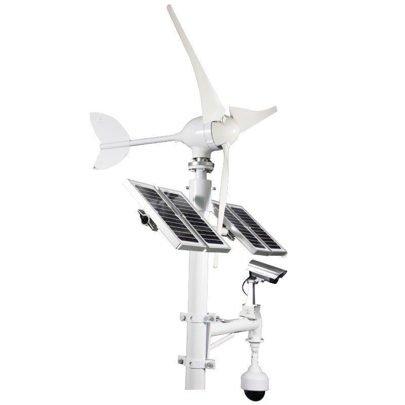 Lampu jalan LED hemat energi hibrida angin surya pintar 300W 600W luar ruangan dengan kamera CCTV 4G 5G