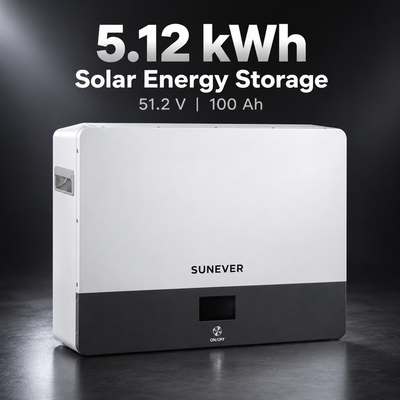 Baterai penyimpanan energi surya LiFePO4 SUNEVER 5kWh yang dipasang di dinding 51.2V 100Ah untuk sistem penyimpanan baterai surya