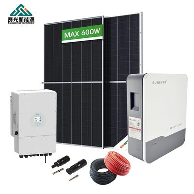 380V 12kw Sistem Energi Surya Dengan Deye Growatt Di Depan Inverter Hibrida